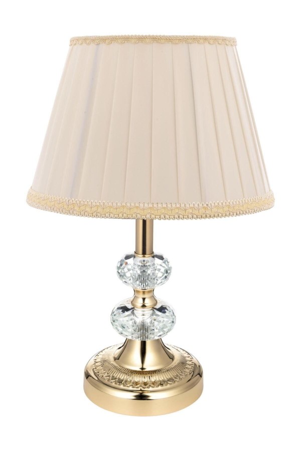 Bronz Renk Kaplama Gece Lambası, Kristal Mekik Detaylı Modern Abajur Krem Pileli Başlık Bronz Renk Kaplama Gece Lambası, Kristal Mekik Detaylı Modern Abajur Krem Pileli Başlık