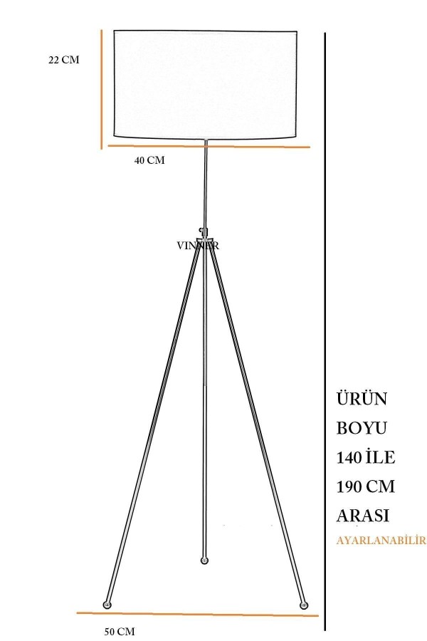 Noa Krom Kaplama Tripod Boyu Ayarlanabilir Metal Lambader - Krom Şeritli Beyaz Noa Krom Kaplama Tripod Boyu Ayarlanabilir Metal Lambader - Krom Şeritli Beyaz