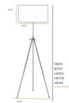 Noa Siyah Kaplama Tripod Boyu Ayarlanabilir Metal Lambader - Lale Desenli Noa Siyah Kaplama Tripod Boyu Ayarlanabilir Metal Lambader - Lale Desenli
