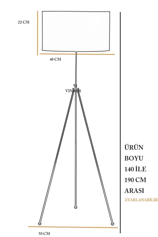 Noa Siyah Kaplama Tripod Boyu Ayarlanabilir Metal Lambader - Lale Desenli Noa Siyah Kaplama Tripod Boyu Ayarlanabilir Metal Lambader - Lale Desenli