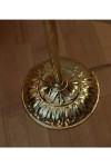 Gold Kaplama Üçlü Küre Burgulu Tek Ayaklı Metal Lambader - Konik Başlık Rengi Pre Kahve