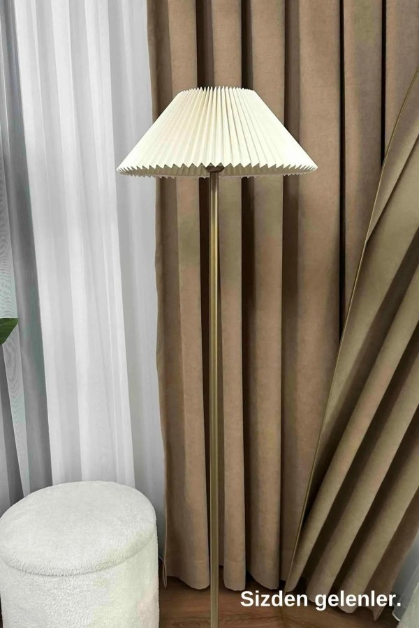 LMD-FR03 Conic Eskime Mat Gold Metal Lambader - Krem Kırma LMD-FR03 Conic Eskime Mat Gold Metal Lambader - Krem Kırma