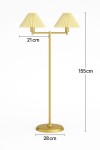 Nuvio Eskitme Gold Lambader - İkili Başlıklı Ayaklı Modern Salon Lambası – Krem Şapkalı