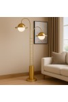DuoGlow Modern Lüks Çift Başlıklı Altın Metal Gövdeli Tasarım Lambader Aydınlatma DuoGlow Modern Lüks Çift Başlıklı Altın Metal Gövdeli Tasarım Lambader Aydınlatma