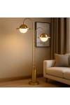 DuoGlow Modern Lüks Çift Başlıklı Altın Metal Gövdeli Tasarım Lambader Aydınlatma DuoGlow Modern Lüks Çift Başlıklı Altın Metal Gövdeli Tasarım Lambader Aydınlatma