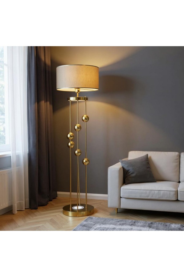 Gold Kaplama Spot Işıklı Metal Lambader - Mataro Vizon