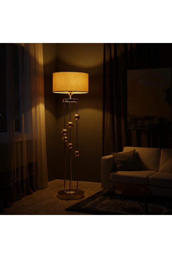 Gold Kaplama Spot Işıklı Metal Lambader - Mataro Vizon