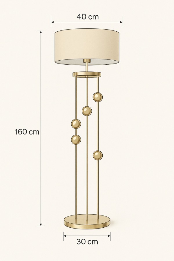 Gold Kaplama Spot Işıklı Metal Lambader - Mataro Vizon