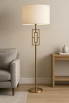 Puglia Geometrik Gold Gövdeli Modern Lambader - Krem Şapkalı Dekoratif Ayaklı Lamba Puglia Geometrik Gold Gövdeli Modern Lambader - Krem Şapkalı Dekoratif Ayaklı Lamba