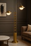 Solaris Duo Çift Başlıklı Mat Gold Modern Metal Gövdeli Lüks Salon Lambader Solaris Duo Çift Başlıklı Mat Gold Modern Metal Gövdeli Lüks Salon Lambader
