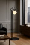 ArcoLux Modern Lambader – Siyah Gövde & Opal Cam Küre | 3 Kemerli Özel Tasarım ArcoLux Modern Lambader – Siyah Gövde & Opal Cam Küre | 3 Kemerli Özel Tasarım
