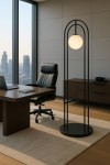ArcoLux Modern Lambader – Siyah Gövde & Opal Cam Küre | 2 Kemerli Özel Tasarım ArcoLux Modern Lambader – Siyah Gövde & Opal Cam Küre | 2 Kemerli Özel Tasarım