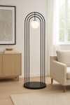 ArcoLux Modern Lambader – Siyah Gövde & Opal Cam Küre | 3 Kemerli Özel Tasarım ArcoLux Modern Lambader – Siyah Gövde & Opal Cam Küre | 3 Kemerli Özel Tasarım