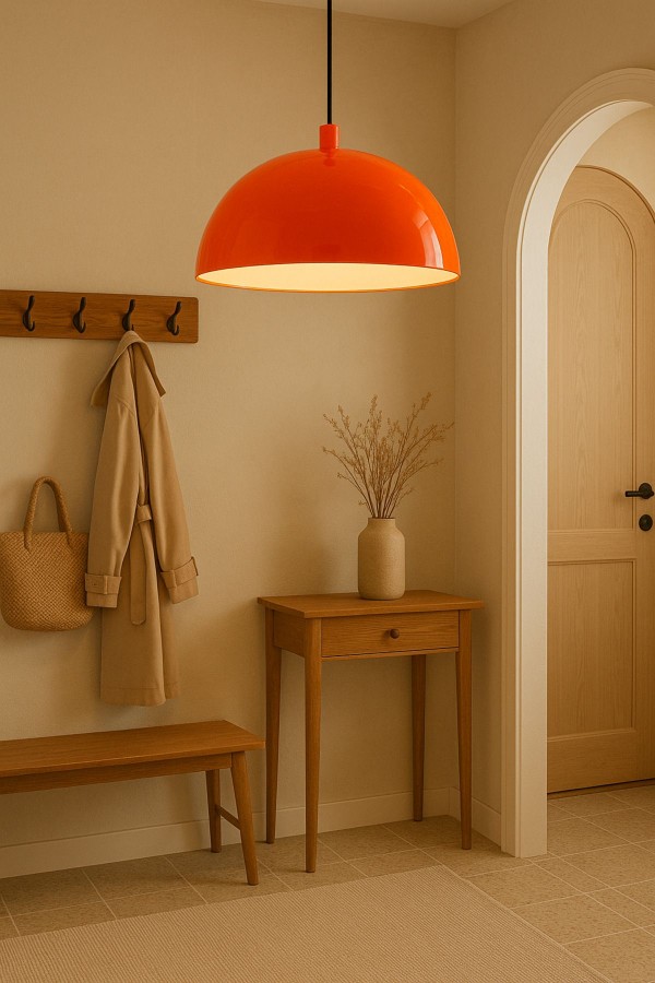BoldLine Modern Sarkıt Avize – Parlak Turuncu Dome Tasarım, Mutfak Salon Kafe Aydınlatma BoldLine Modern Sarkıt Avize – Parlak Turuncu Dome Tasarım, Mutfak Salon Kafe Aydınlatma