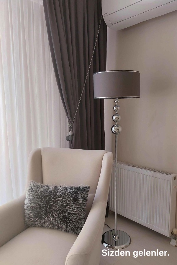 Krom Kaplama Üçlü Küre Düz Tekli Metal Ayak Lambader