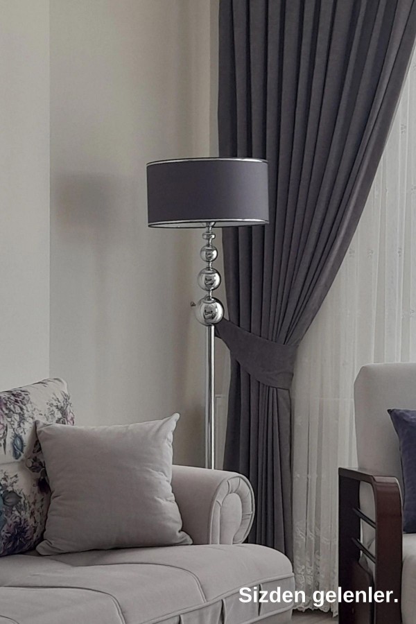 Krom Kaplama Üçlü Küre Düz Tekli Metal Ayak Lambader