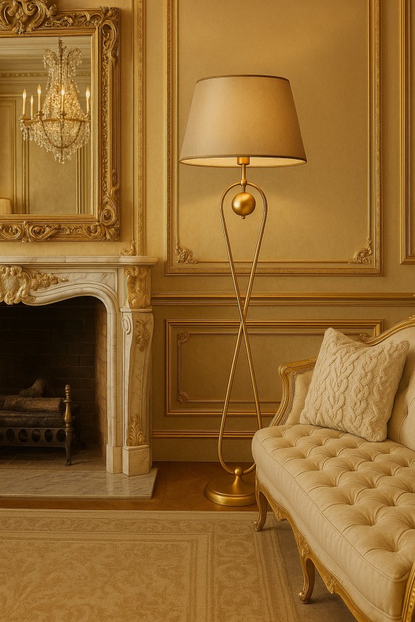 Forever Aura Mataro Vizon Şapkalı Lambader – Metal Gövde, Lüks Salon Aydınlatma