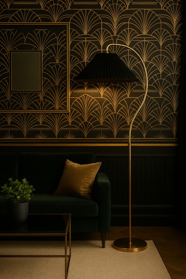 MontanaX Siyah Şapkalı Gold Lambader – Modern Metal Gövde, Lüks Salon Aydınlatması