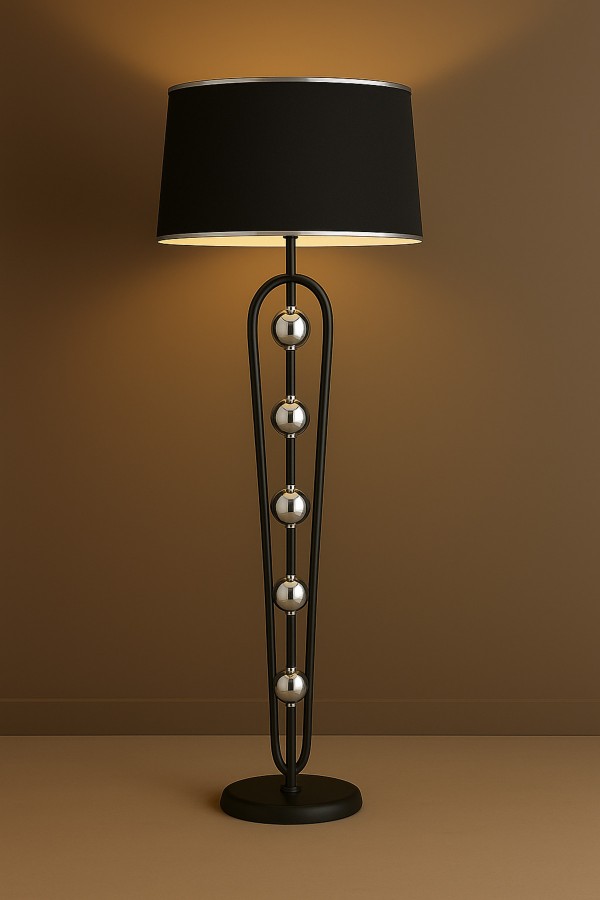 Orbis Krom Antrasit Şapkalı Krom Detaylı Modern Metal Lambader