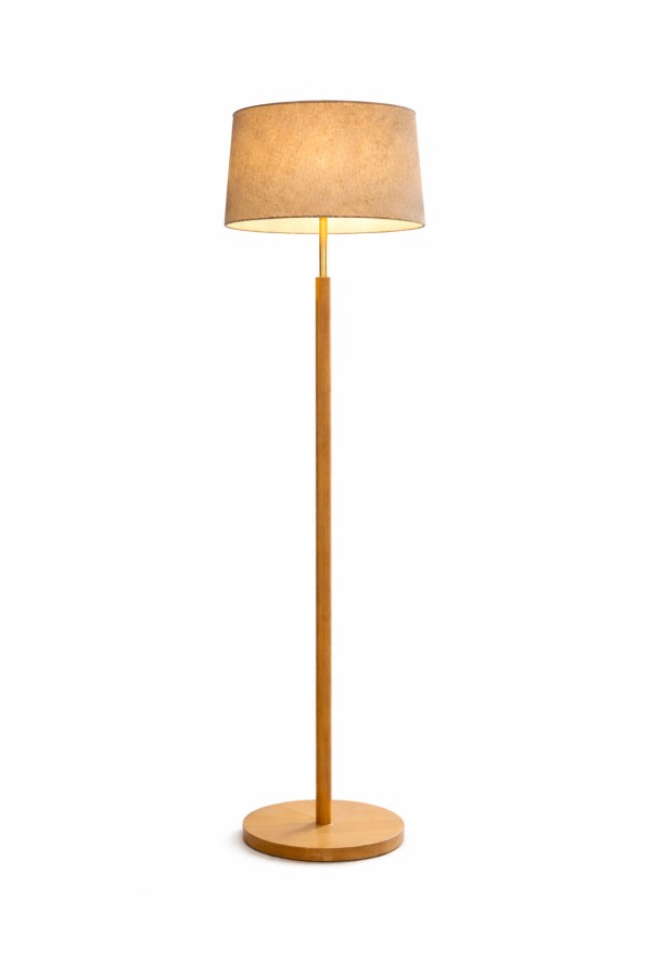 VISBY 155 cm Masif Ahşap Lambader Keten Şapkalı Zamansız İskandinav Tasarım