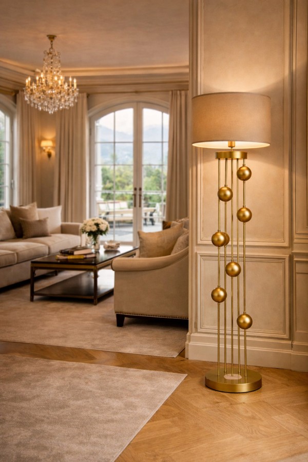 Clichy 6 Top Pirinç Lambader – Entegre LED, Seçkin Yaşam Alanları İçin Premium Tasarım