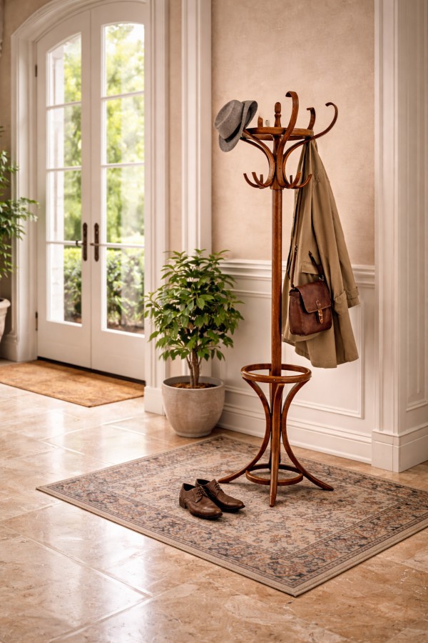 Oak Stand Premium Masif Ahşap Askılık – Antre & Giriş Holü İçin Şık Askı Standı