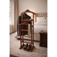 LITA Masif Ceviz Valet Stand | Uşak Standı & Premium Kıyafet Düzenleyici