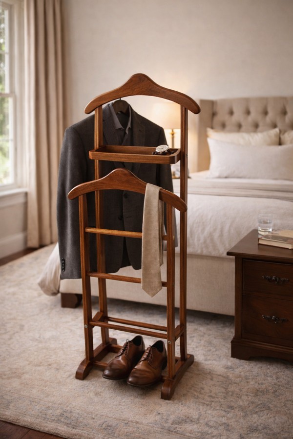 LITA Masif Ceviz Valet Stand | Uşak Standı & Premium Kıyafet Düzenleyici LITA Masif Ceviz Valet Stand | Uşak Standı & Premium Kıyafet Düzenleyici