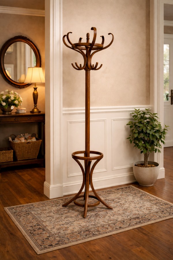 Oak Stand Premium Masif Ahşap Askılık – Antre & Giriş Holü İçin Şık Askı Standı